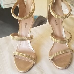 *PRE LOVED* Schutz Gold Strappy Heels
